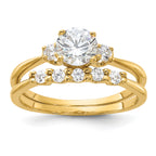 Sterling Silver Gold-Plated Cubic Zirconi Engagement Ring and Band Set
