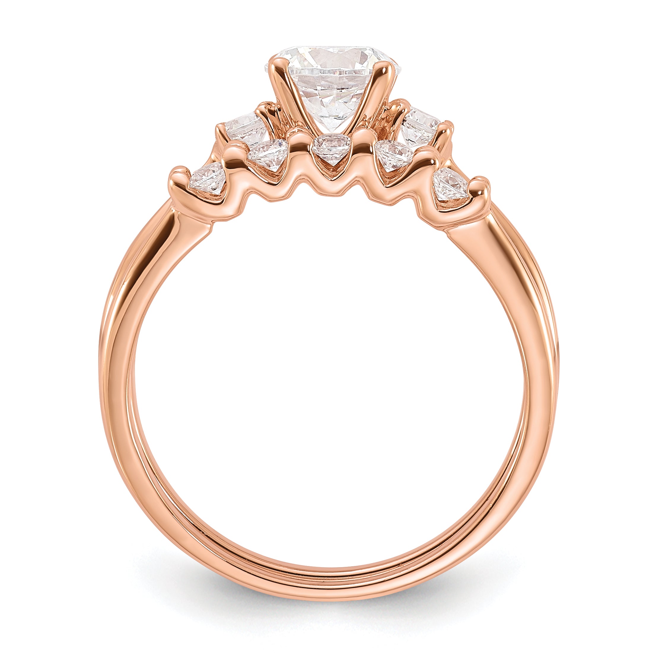 Sterling Silver Rose Gold-Plated Polished CZ Engagement Ring and Band Set Secondary image