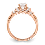 Sterling Silver Rose Gold-Plated Polished CZ Engagement Ring and Band Set