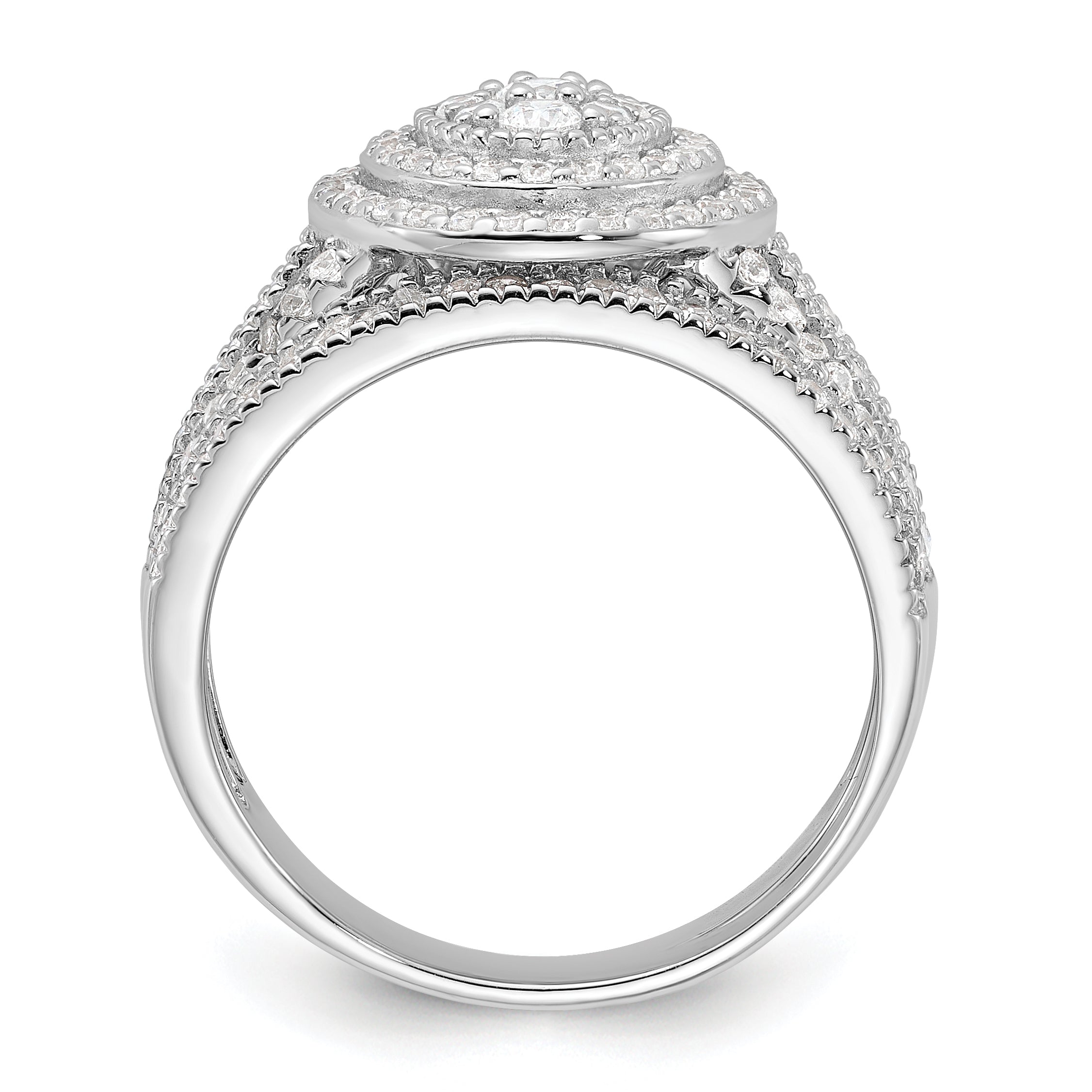 Sterling Silver Rhodium-Plated Cubic Zirconi Ring and Band Set Secondary image