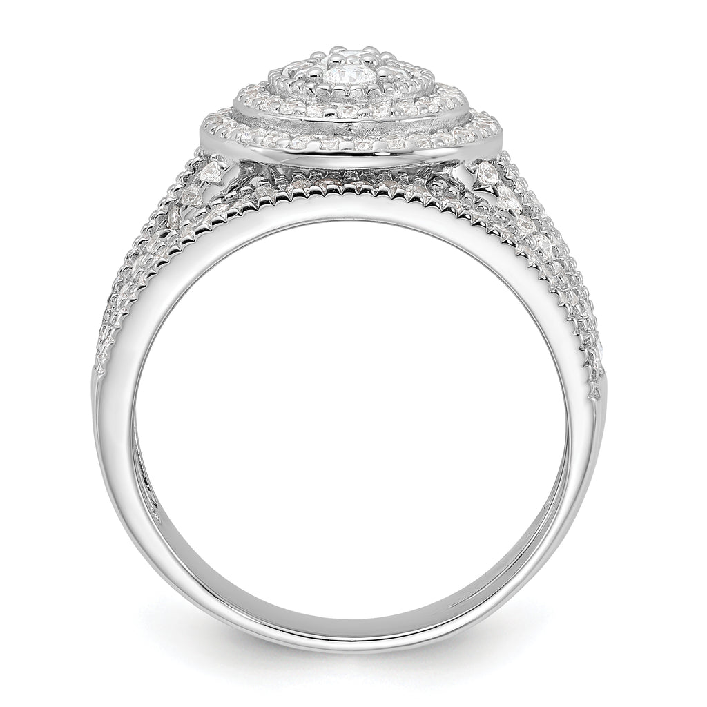 Sterling Silver Rhodium-Plated Cubic Zirconi Ring and Band Set