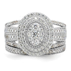 Sterling Silver Rhodium-Plated Cubic Zirconi Ring and Band Set