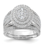 Sterling Silver Rhodium-Plated Cubic Zirconi Ring and Band Set