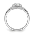 Sterling Silver Rhodium-Plated Cubic Zirconi Heart and Bands Three Ring Set