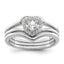 Sterling Silver Rhodium-Plated Cubic Zirconi Heart and Bands Three Ring Set