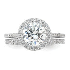 Sterling Silver Rhodium-plated-plt 11mm Cubic Zirconi Halo Engagement/Eternity Band 2 Ring Set