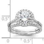 Sterling Silver Rhodium-plated-plt 11mm Cubic Zirconi Halo Engagement/Eternity Band 2 Ring Set