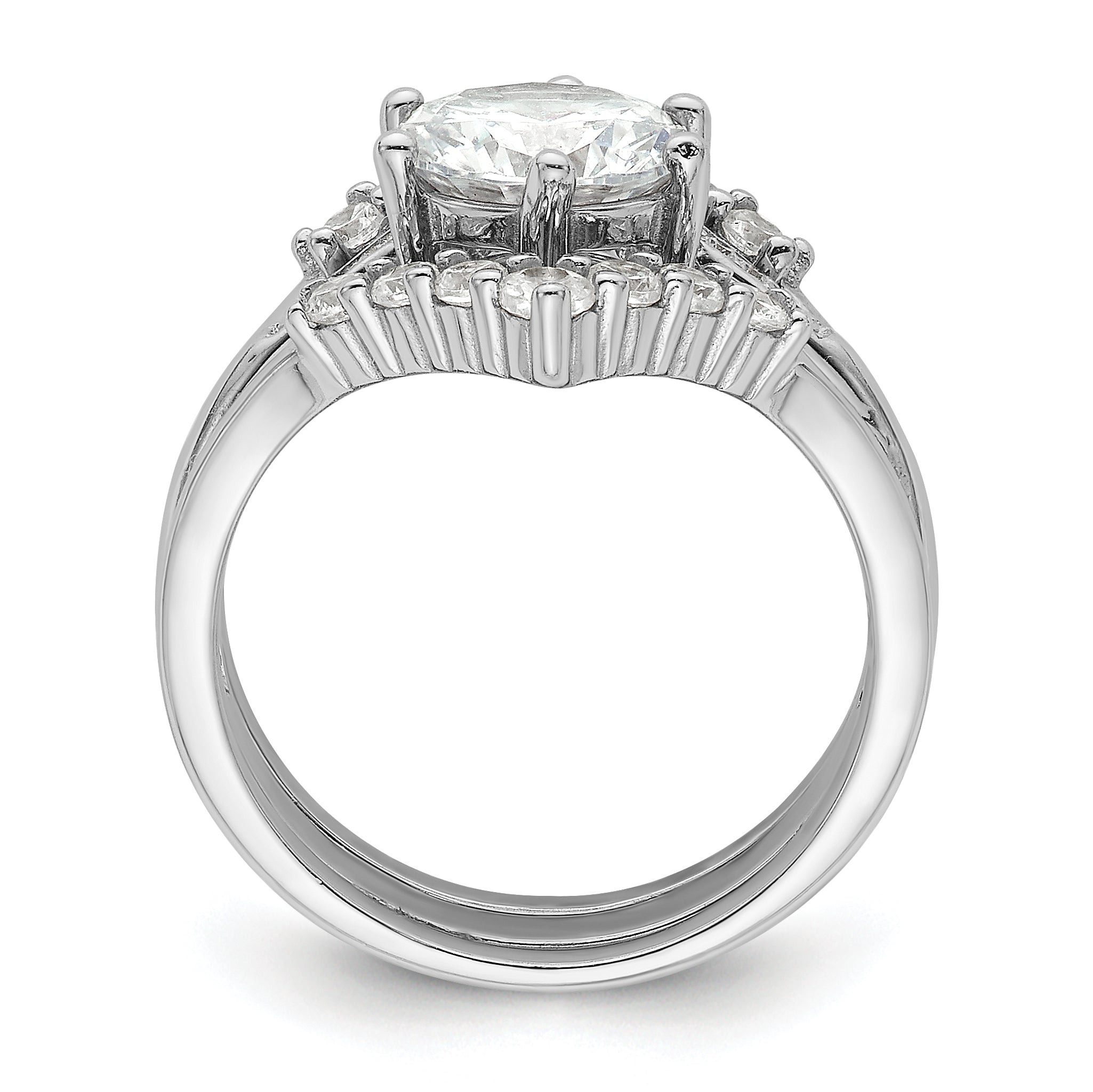 Sterling Silver Rhodium-Plated Cubic Zirconi Three Ring Set Secondary image