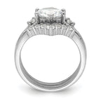 Sterling Silver Rhodium-Plated Cubic Zirconi Three Ring Set