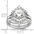 Sterling Silver Rhodium-Plated Cubic Zirconi Three Ring Set