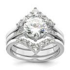 Sterling Silver Rhodium-Plated Cubic Zirconi Three Ring Set