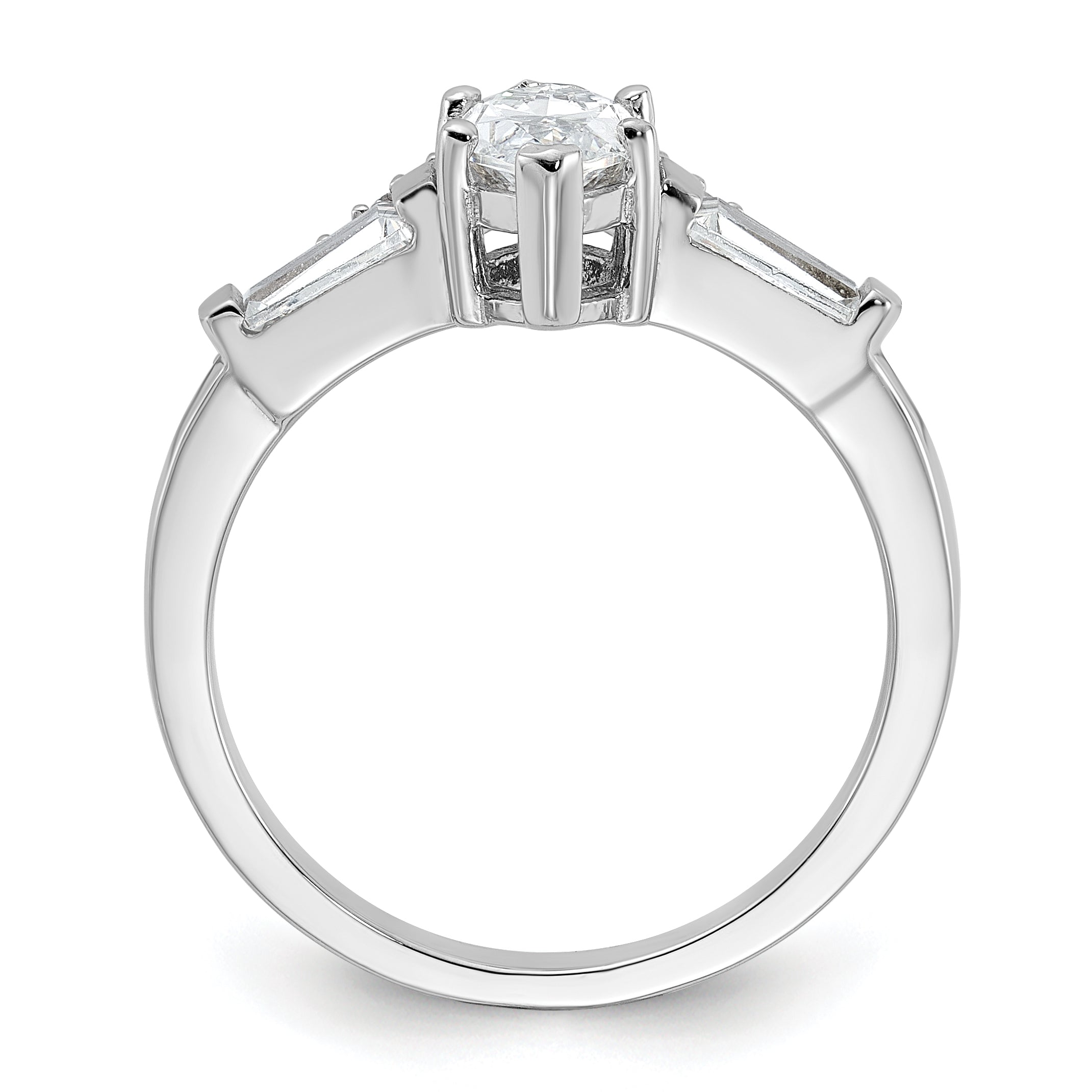Pure Fire Sterling Silver Rhod-plated Fancy Marquise CZ Ring