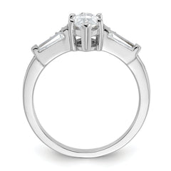 Pure Fire Sterling Silver Rhod-plated Fancy Marquise CZ Ring