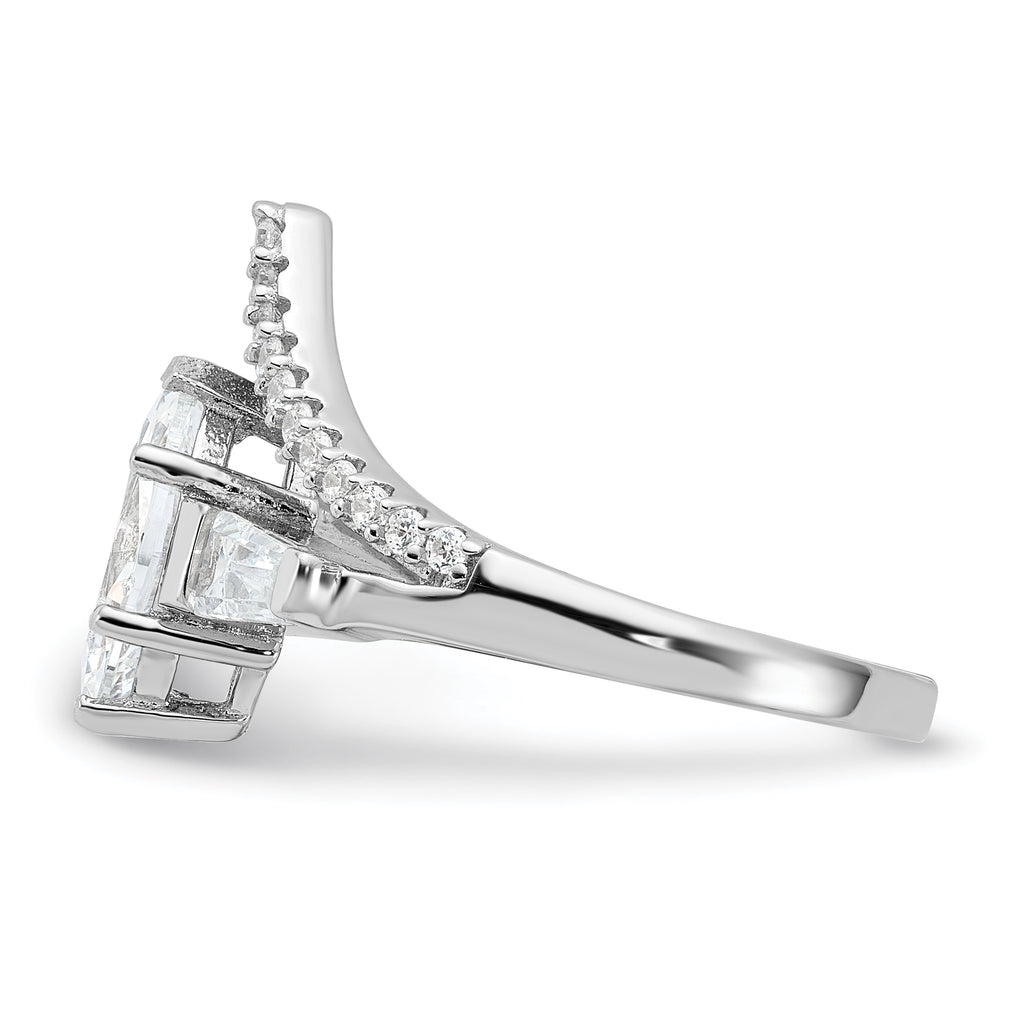 Pure Fire Sterling Silver Rhodium-platedod-plated Fancy Marquise Cubic Zirconi Ring