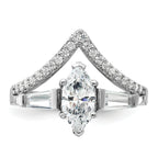 Pure Fire Sterling Silver Rhodium-platedod-plated Fancy Marquise Cubic Zirconi Ring