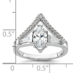 Pure Fire Sterling Silver Rhodium-platedod-plated Fancy Marquise Cubic Zirconi Ring