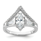 Pure Fire Sterling Silver Rhodium-platedod-plated Fancy Marquise Cubic Zirconi Ring