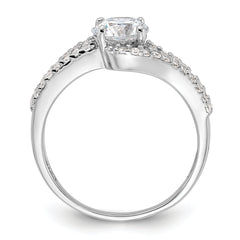 Sterling Silver Rhodium-plated CZ Double Row Ring