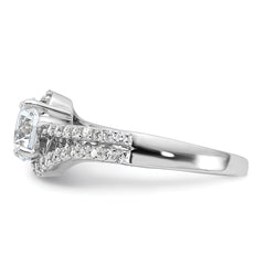 Sterling Silver Rhodium-plated CZ Double Row Ring