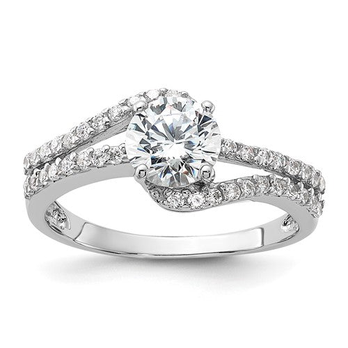 Double Row Cubic Zirconia Ring in Sterling Silver, Size 6 - Sophia Jewelers Main image