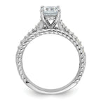 Sterling Silver Rhodium-Plated Fancy Engagement Cubic Zirconi Ring