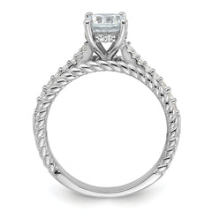 Sterling Silver Rhodium-plated Fancy Engagement CZ Ring