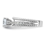 Sterling Silver Rhodium-Plated Fancy Engagement Cubic Zirconi Ring