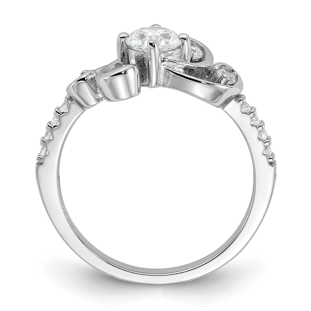 Pure Fire Sterling Silver Rhodium-Plated Fancy Cubic Zirconi Ring