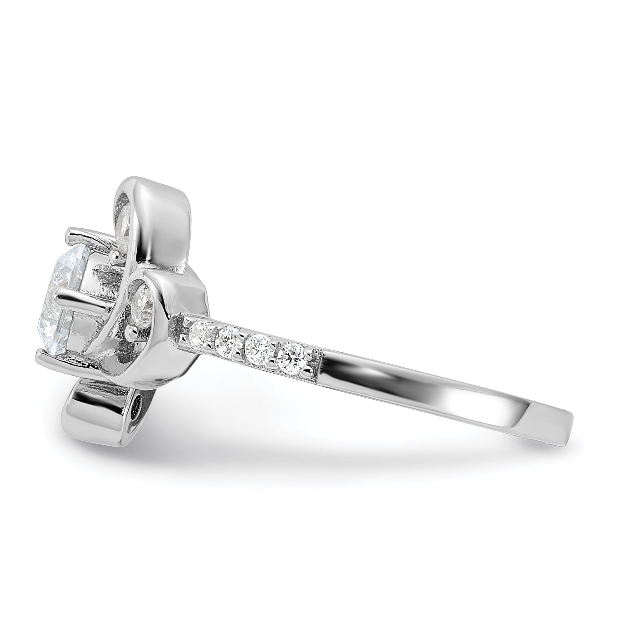 Pure Fire Sterling Silver Rhodium-Plated Fancy Cubic Zirconi Ring