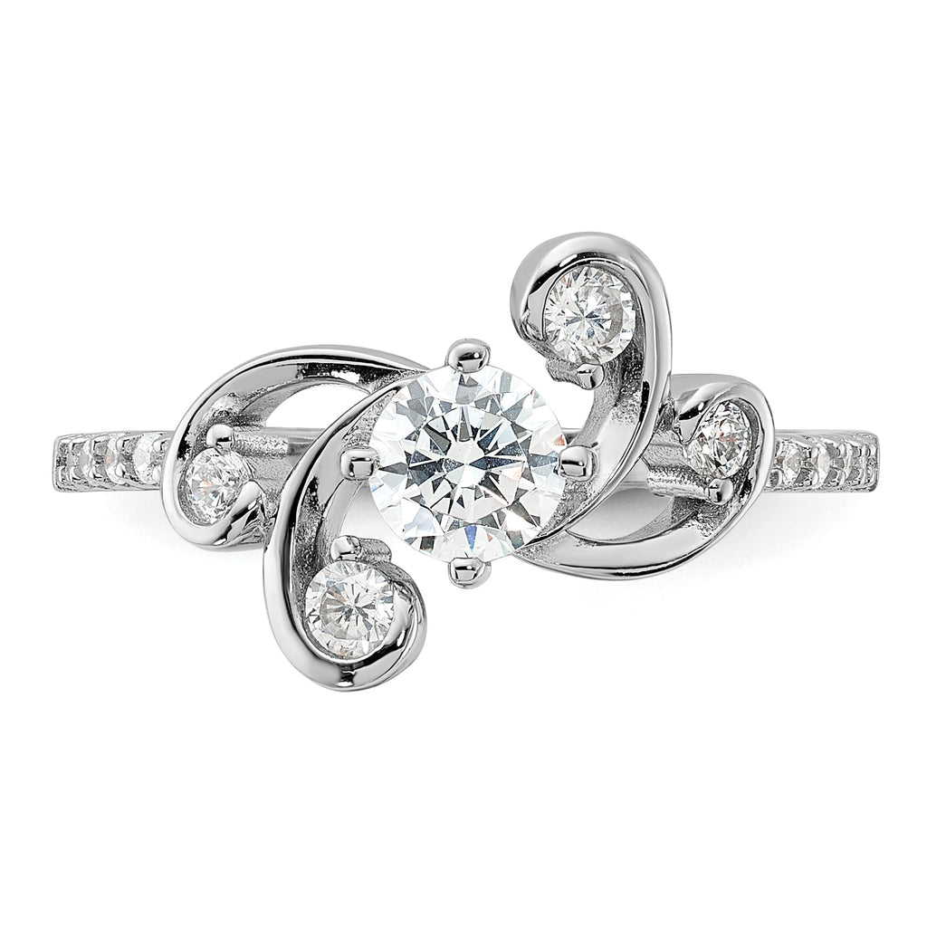 Pure Fire Sterling Silver Rhodium-Plated Fancy Cubic Zirconi Ring