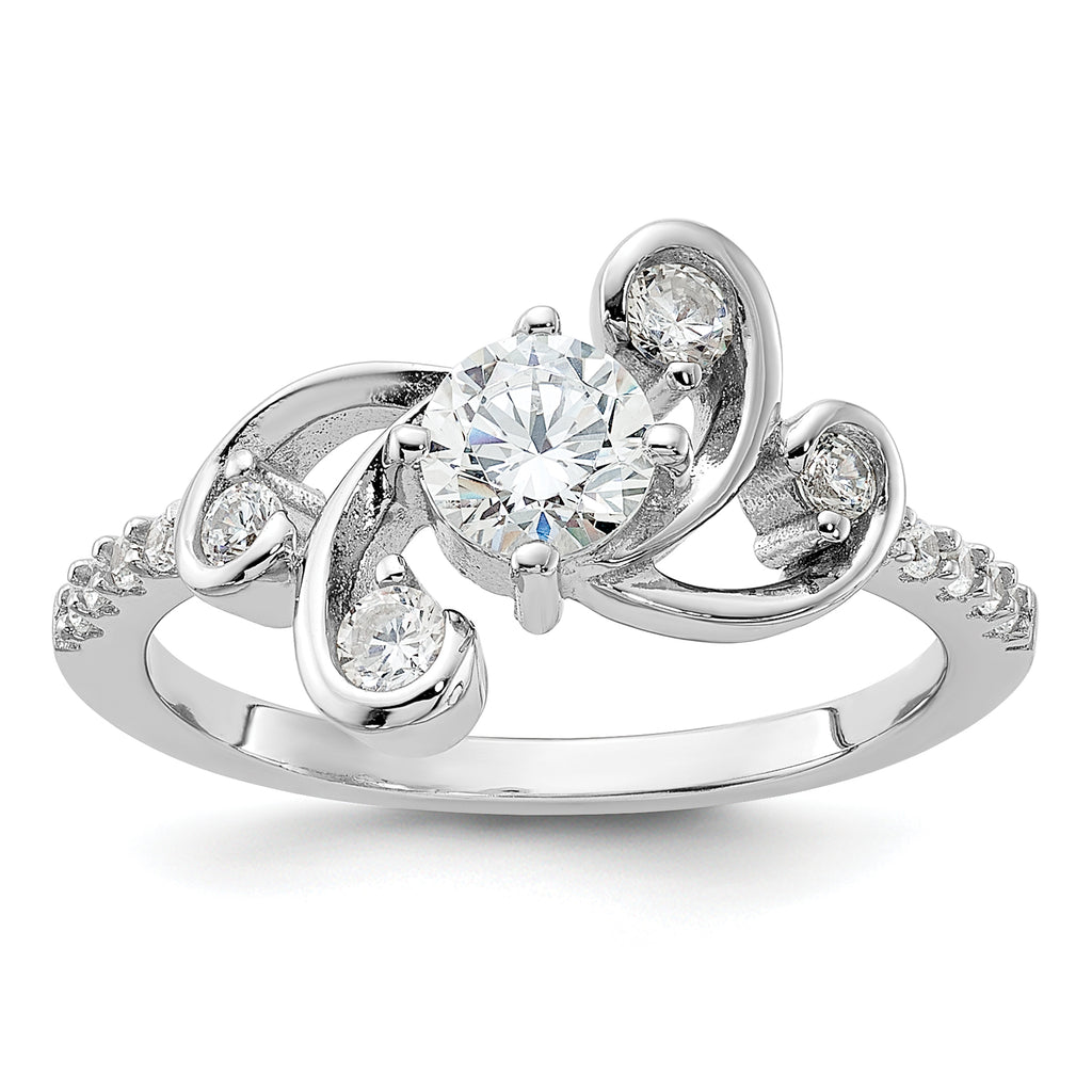 Pure Fire Sterling Silver Rhodium-Plated Fancy Cubic Zirconi Ring