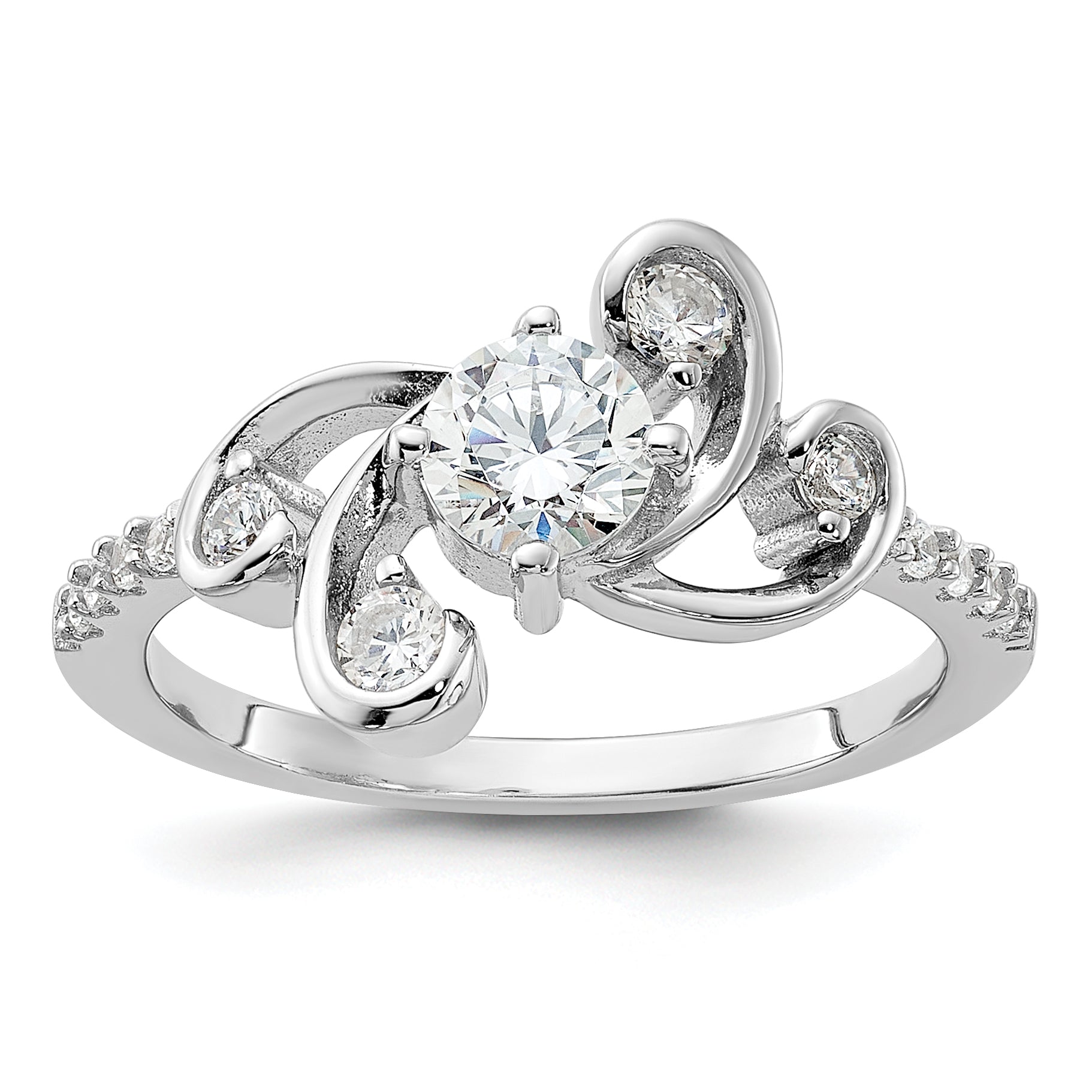 Pure Fire Sterling Silver Rhodium-Plated Fancy Cubic Zirconi Ring