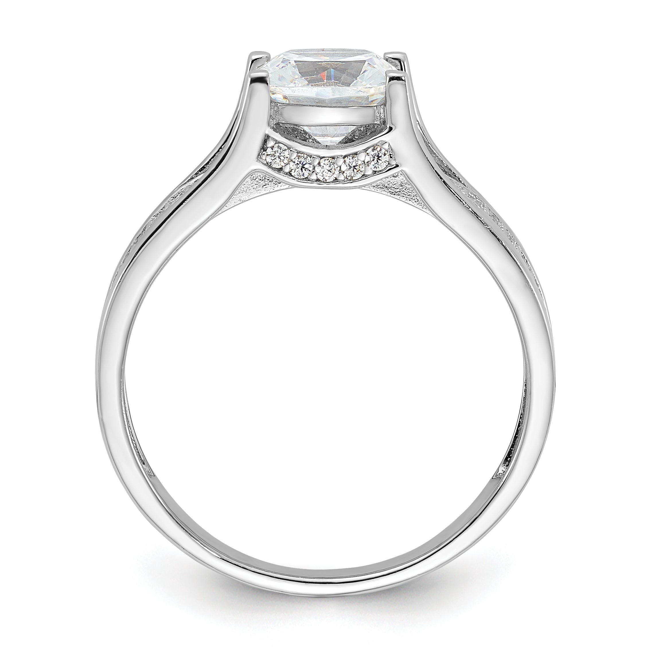 Sterling Silver Rhodium-Plated Cubic Zirconi Ring