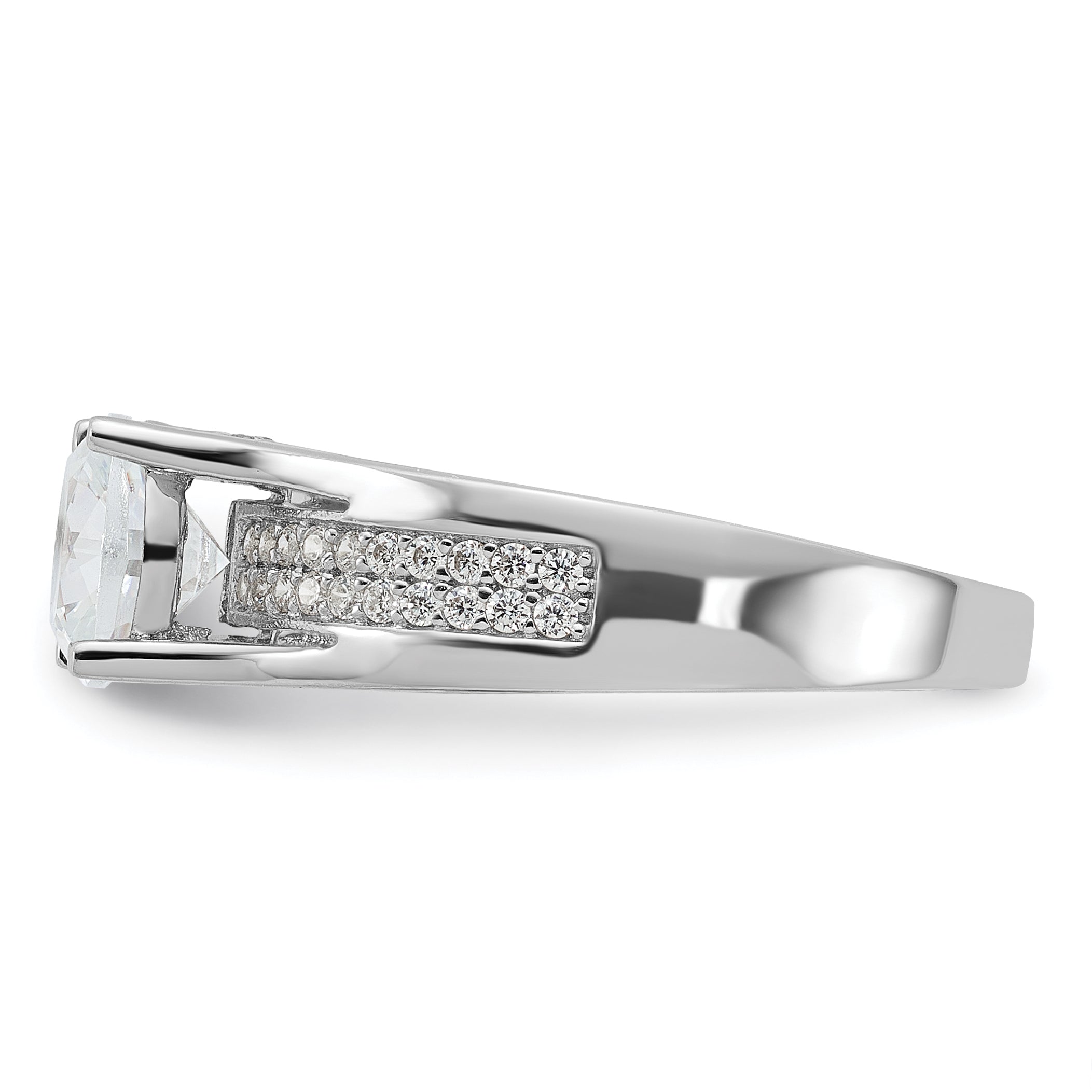Sterling Silver Rhodium-Plated Cubic Zirconi Ring
