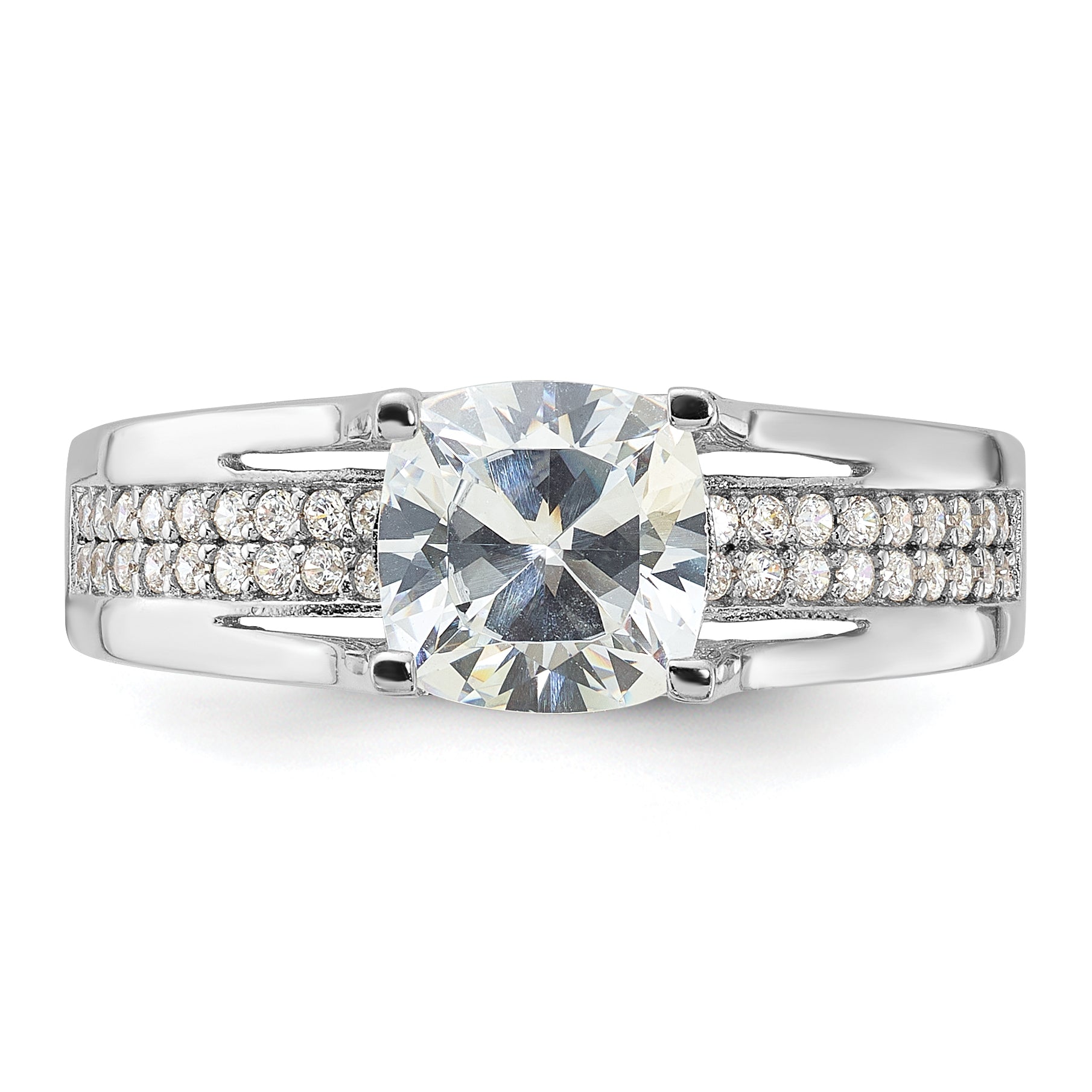 Sterling Silver Rhodium-Plated Cubic Zirconi Ring