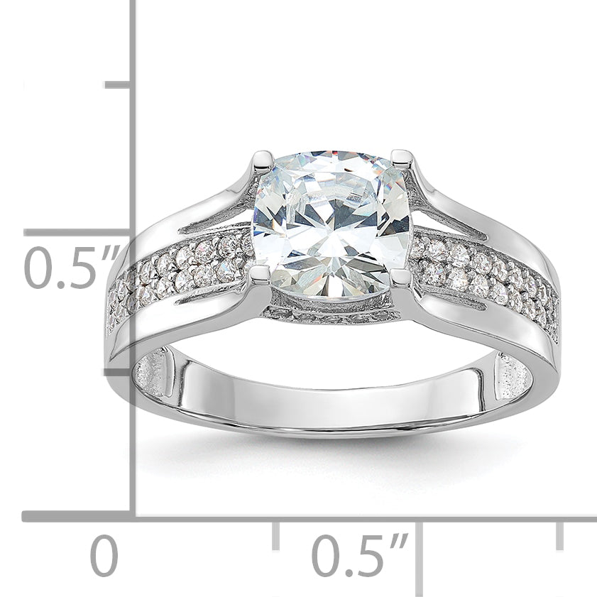 Sterling Silver Rhodium-Plated Cubic Zirconi Ring
