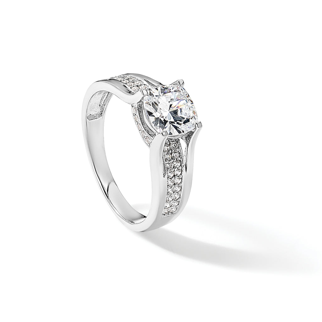 Sterling Silver Rhodium-Plated Cubic Zirconi Ring