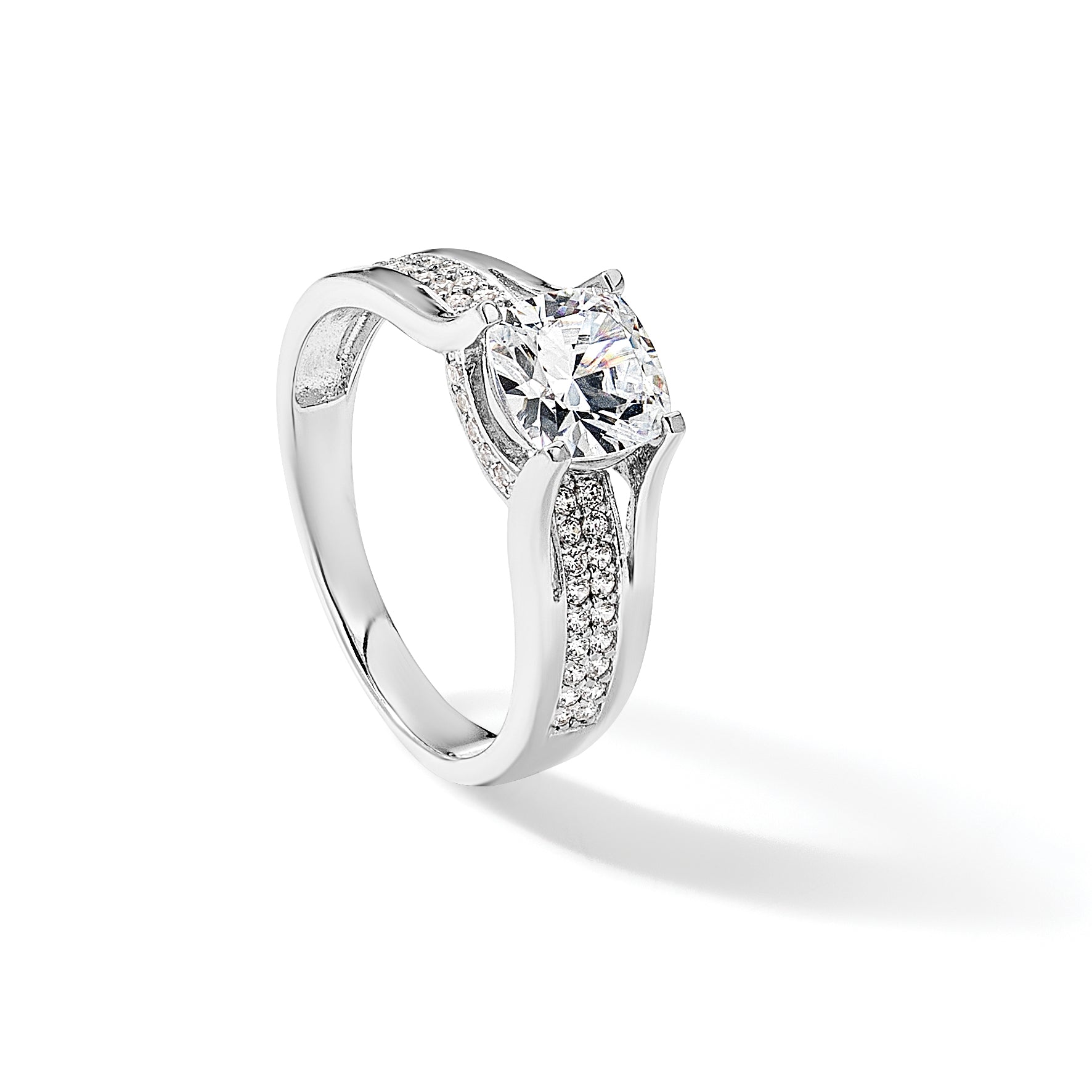 Sterling Silver Rhodium-Plated Cubic Zirconi Ring