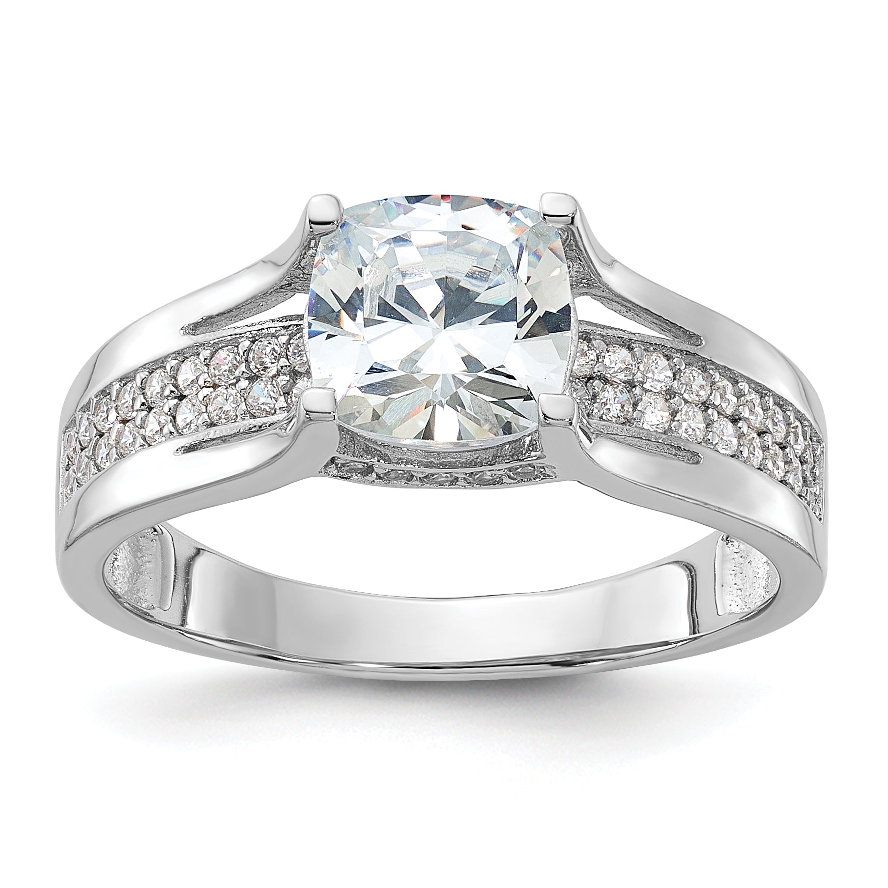 Sterling Silver Rhodium-Plated Cubic Zirconi Ring Main image