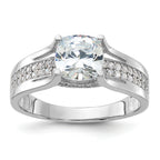 Sterling Silver Rhodium-Plated Cubic Zirconi Ring