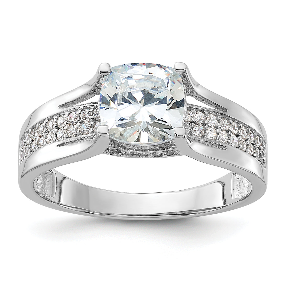 Sterling Silver Rhodium-plated CZ Ring