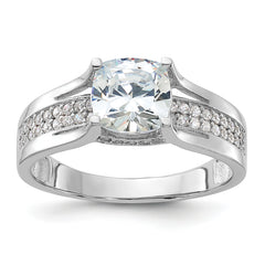 Sterling Silver Rhodium-plated CZ Ring
