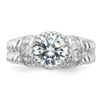 Sterling Silver Rhodium-plated CZ Rope Design Ring