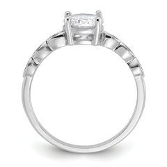 Sterling Silver Rhodium-plated Fancy CZ Engagement Ring