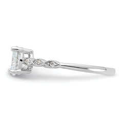 Sterling Silver Rhodium-plated Fancy CZ Engagement Ring