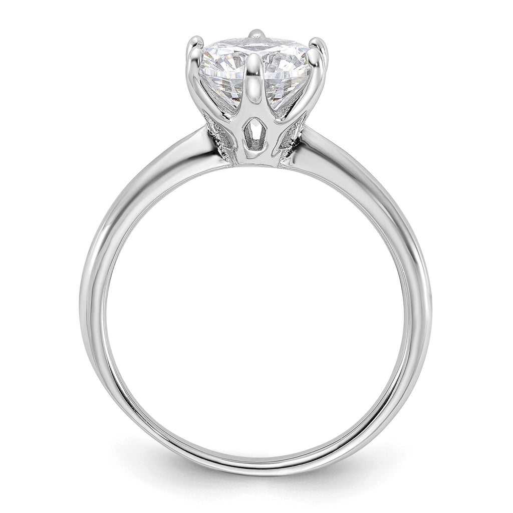 Sterling Silver Rhodium-Plated 9mm Cubic Zirconi 6 Prong Solitaire Ring