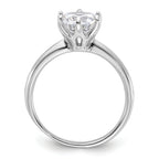 Sterling Silver Rhodium-Plated 9mm Cubic Zirconi 6 Prong Solitaire Ring
