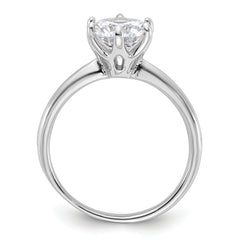 Sterling Silver Rhodium-plated 9mm CZ 6 Prong Solitaire Ring