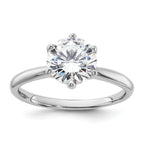 Sterling Silver Rhodium-Plated 9mm Cubic Zirconi 6 Prong Solitaire Ring