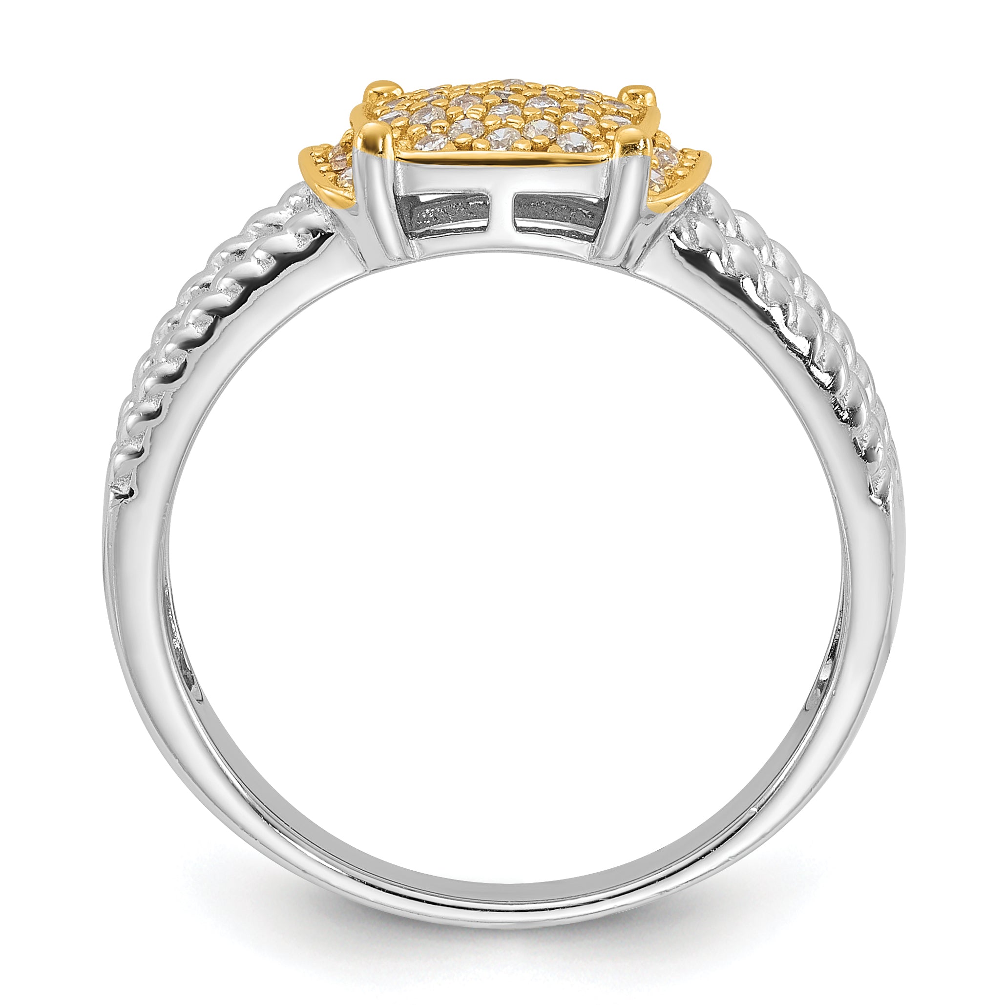 Sterling Silver Rhodium/Gold-tone Pav‚ CZ Ring